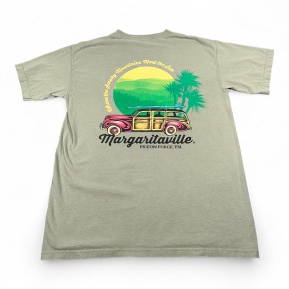 Margaritaville Shirt Adult MEDIUM Green Pigeon Forge Tennessee Woody Wagon - Picture 1 of 7